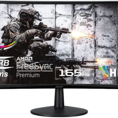 Acer Nitro ED240Q Sbiip 23.6″ Full HD 1920 x 1080 VA 1500R Curved Gaming Monitor | AMD FreeSync Premium | 165Hz Refresh Rate | 1ms (VRB) | ZeroFrame Design | 1 x Display Port 1.4 & 2 x HDMI 2.0 Ports