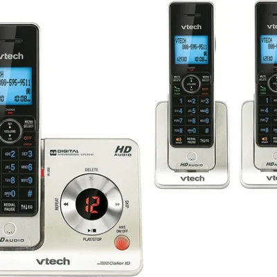 VTech LS6425-3 DECT 6.0 Expandable Cordless Phone with Answering System and Caller ID/Call Waiting, Silver with 3 Handsets