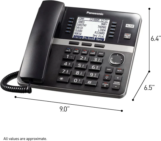 Panasonic Office Phone, Expandable 4-Line Desk Phone for Small and Medium Business, Corded Phone Base Station Expandable Up to 10 Business Phones Wirelessly - KX-TGW420B (Black) - Image 2