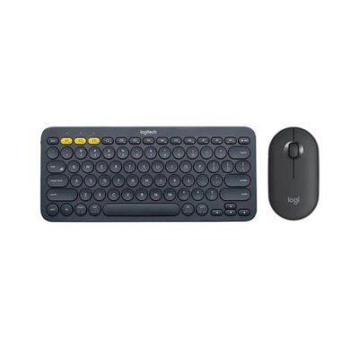 Logitech K380 Bluetooth Wireless Mini Keyboard and PEBBLE Bluetooth Mouse Thin&Light 1000DPI High Precision Optical Tracking Unifying Mouse Combo – Black