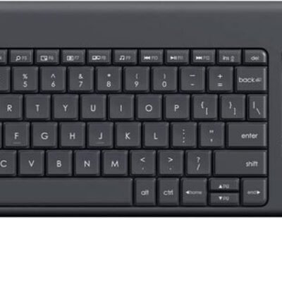 Logitech K400 Plus Wireless Touch With Easy Media Control and Built-in Touchpad, HTPC Keyboard for PC-connected TV, Windows, Android, Chrome OS, Laptop, Tablet – Black