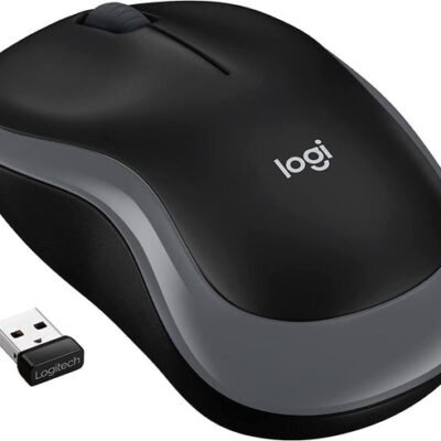 Logitech M185 Wireless Mouse, 2.4GHz with USB Mini Receiver, 12-Month Battery Life, 1000 DPI Optical Tracking, Ambidextrous, Compatible with PC, Mac, Laptop – Black