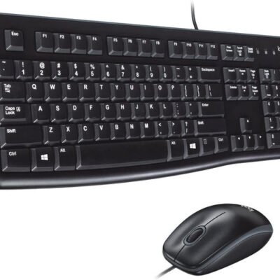 Logitech MK120 Wired Keyboard and Mouse Combo for Windows, Optical Wired Mouse, Full-Size Keyboard, USB Plug-and-Play, Compatible with PC, Laptop – Black