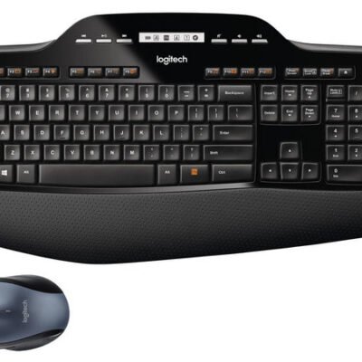 Logitech MK710 Wireless Keyboard and Mouse Combo — Includes Keyboard and Mouse, Stylish Design, Built-In LCD Status Dashboard, Long Battery Life